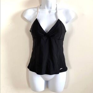 Speedo Black/White Strap V-neck Swim Tankini, Sz S